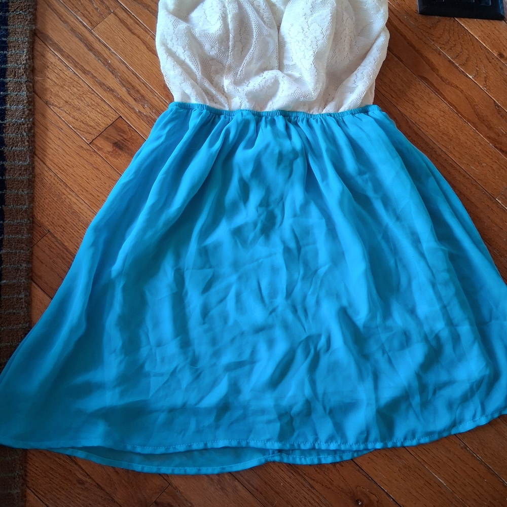 Body Central Dress in White and Blue